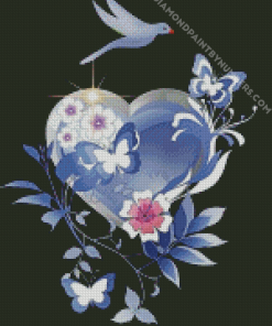 Blue Heart and Butterfly Diamond Painting