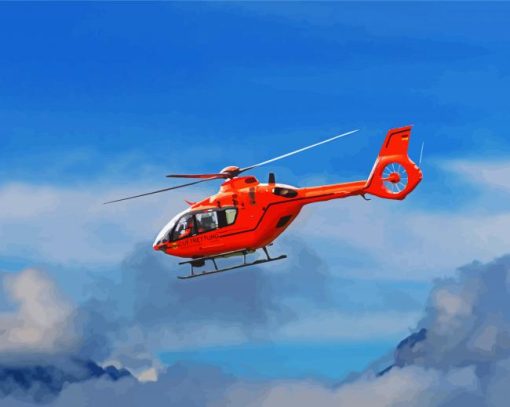 Orange Medical helicopter diamond paintings