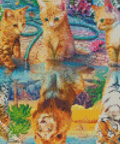 aesthetic Cats Water Reflection diamond paintings