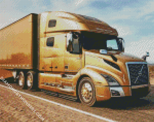 Golden Semi Truck diamond paintings