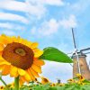 Ducth Windmill and sunflower diamond paintings