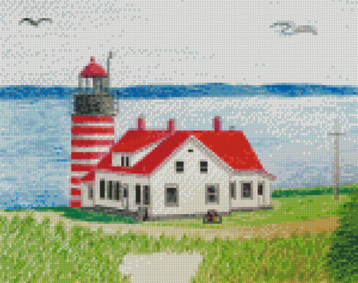 Aesthetic Quoddy Lighthouse Poster diamond paint