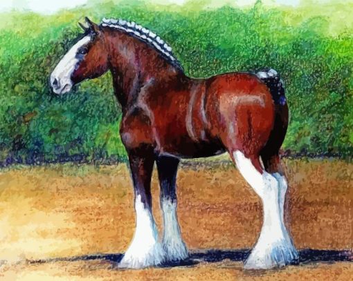 Brown Clydesdale Horse diamond paint