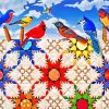 Birds And Quilt On Clothesline diamond paint