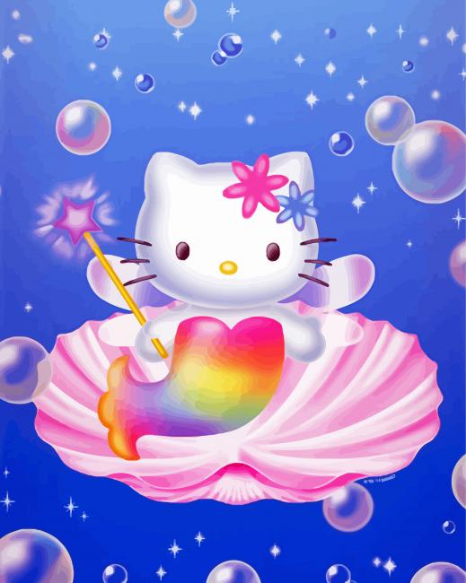 Hello Kitty Mermaid - 5D Diamond Painting - DiamondByNumbers - Diamond  Painting art