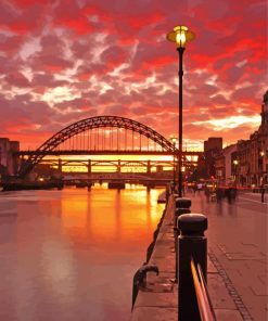 Newcastle Upon Tyne sunset diamond painting