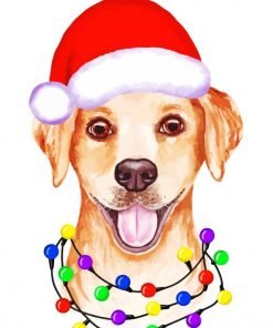 Labrador Retriever Dog With Christmas Lights diamond painting