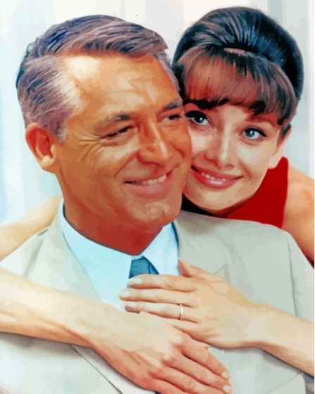 Cary Grant And Audrey Diamond Painting